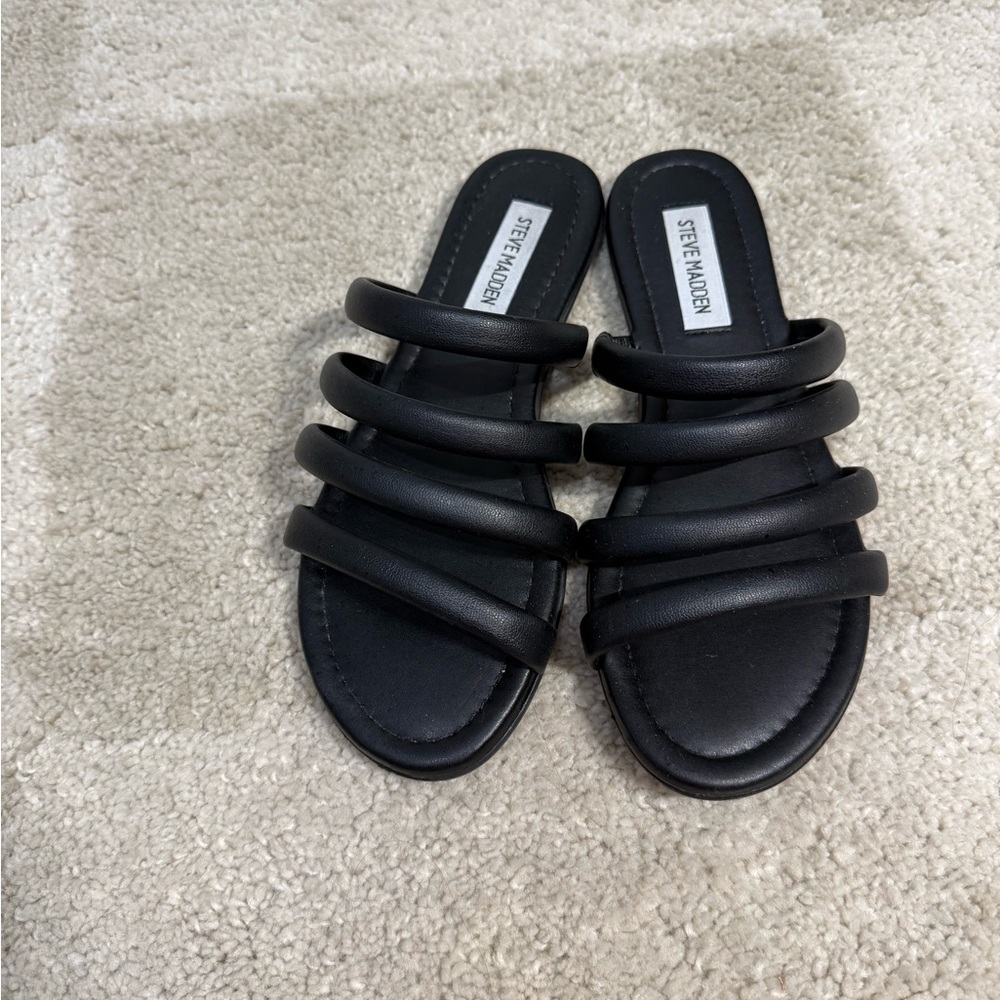 Steve Madden Black Multi-Strap Slide Sandals